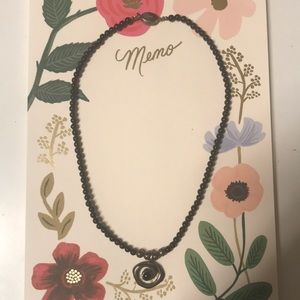 Black onyx silver necklace 15” silver earrings